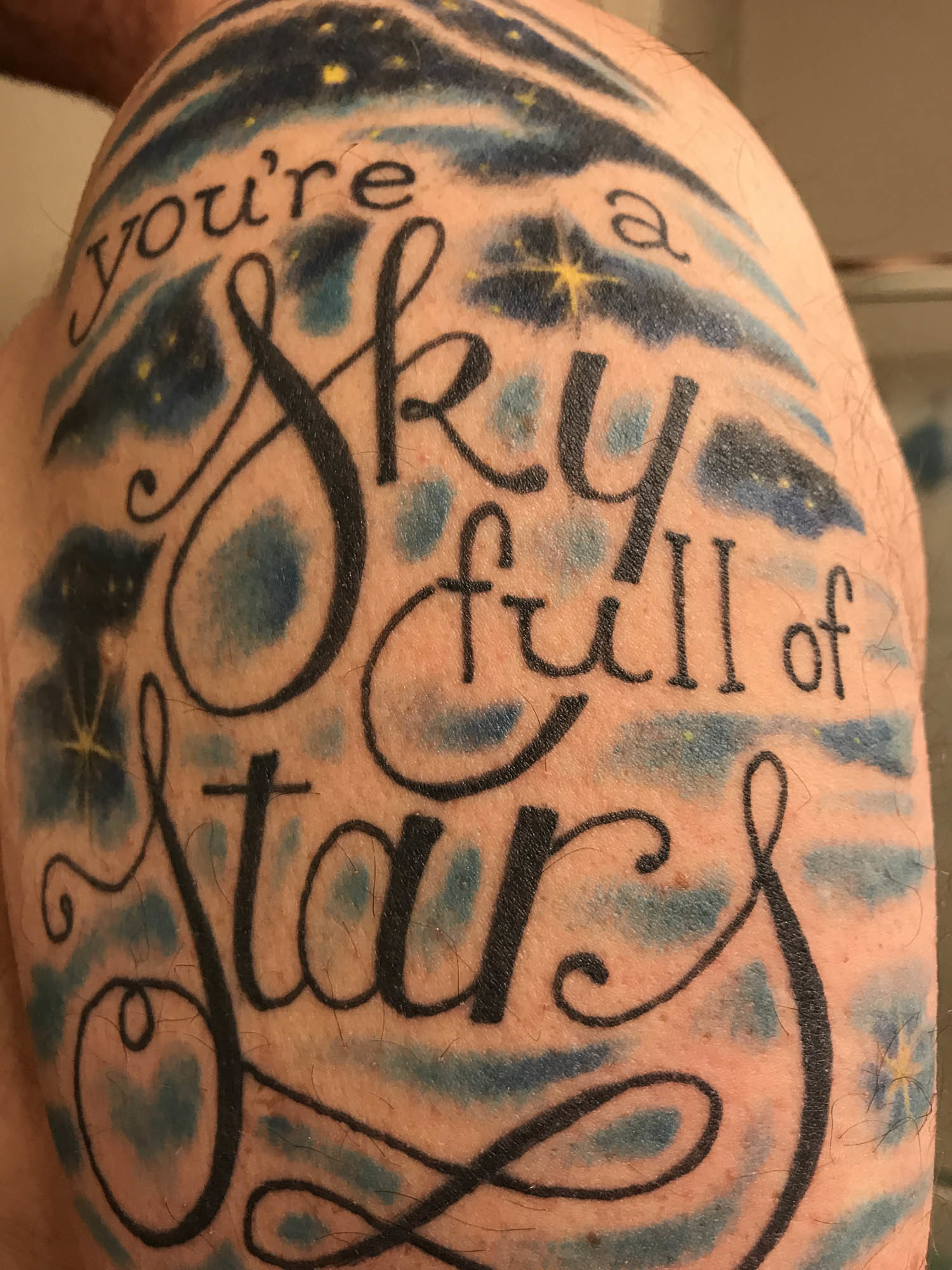 Why I Have Coldplay Lyrics Tattooed On My Upper Arm - coldplay a sky full of stars roblox id